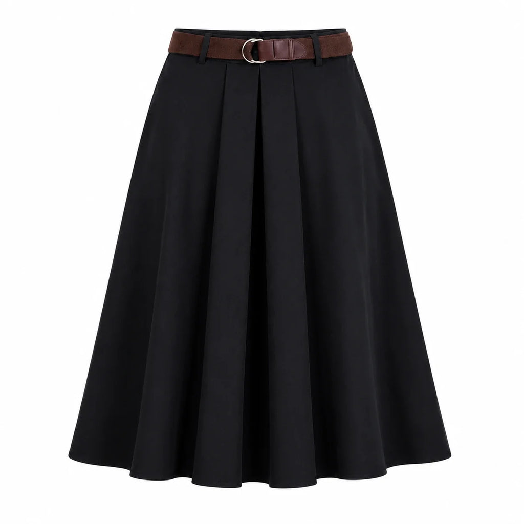 Belted Pleated Midi Skirt WHD0606479