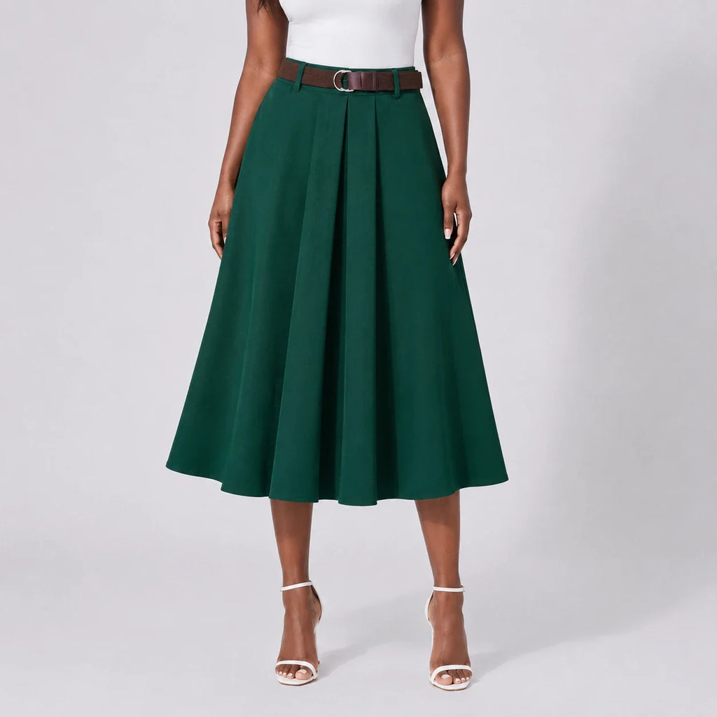 Belted Pleated Midi Skirt WHD0606479