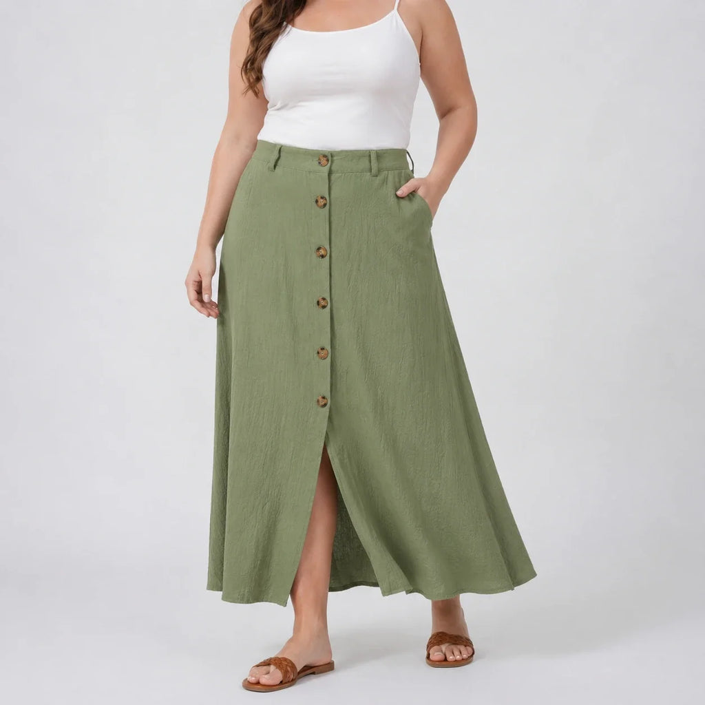 Button Front Maxi Skirt WHD0606480