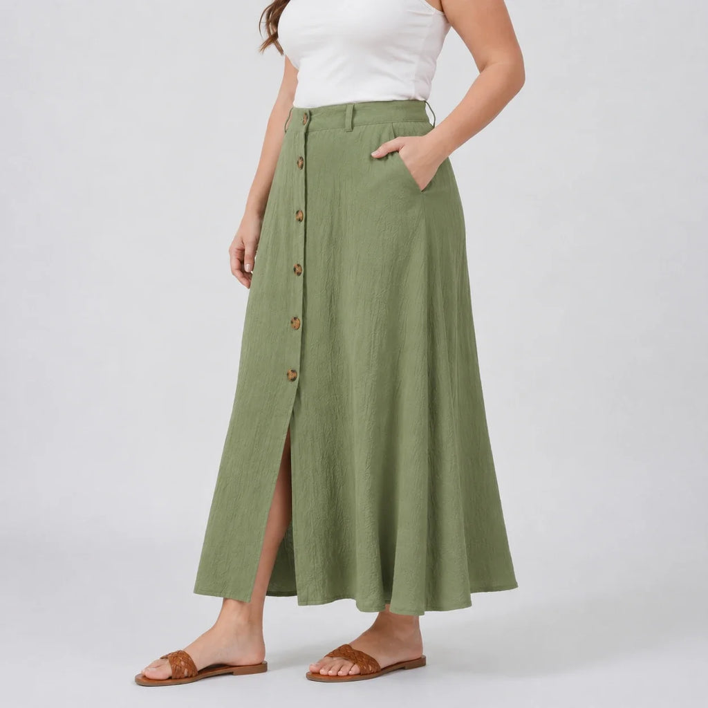 Button Front Maxi Skirt WHD0606480