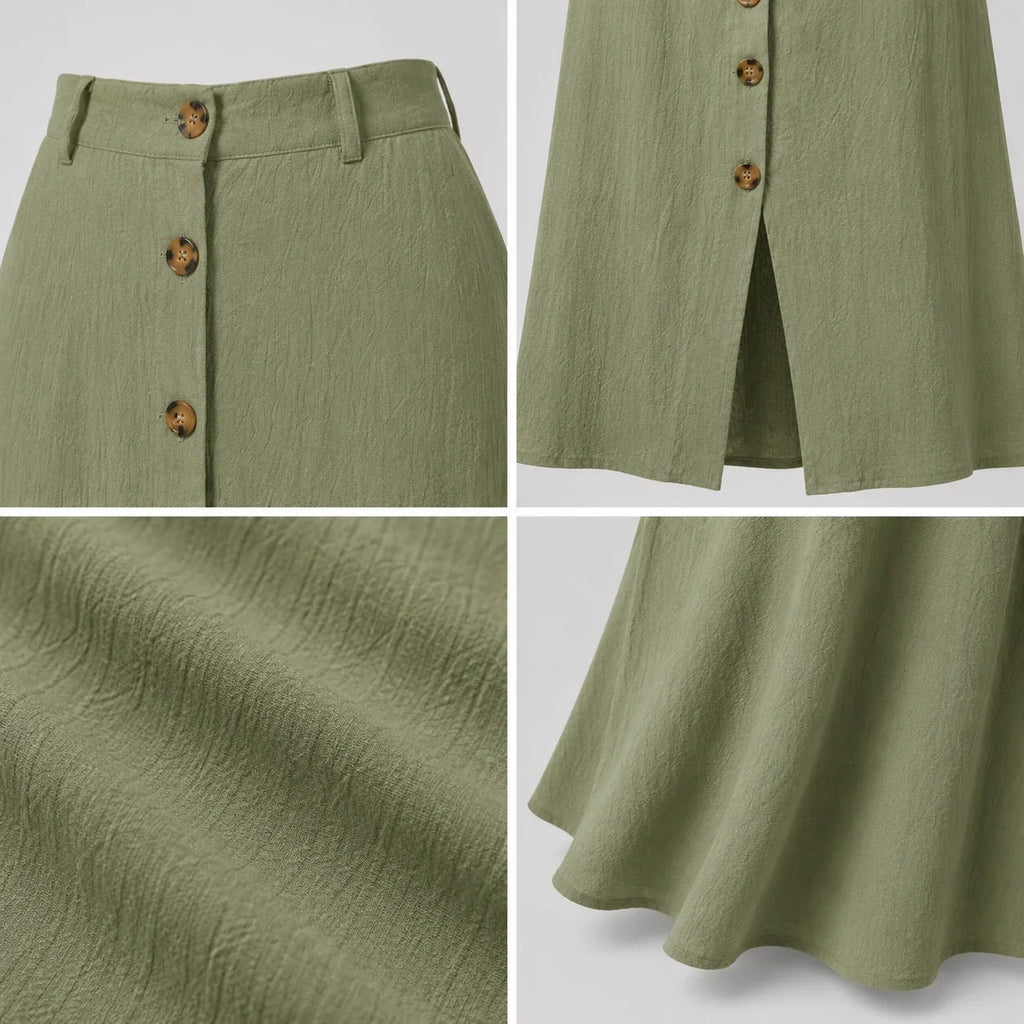 Button Front Maxi Skirt WHD0606480
