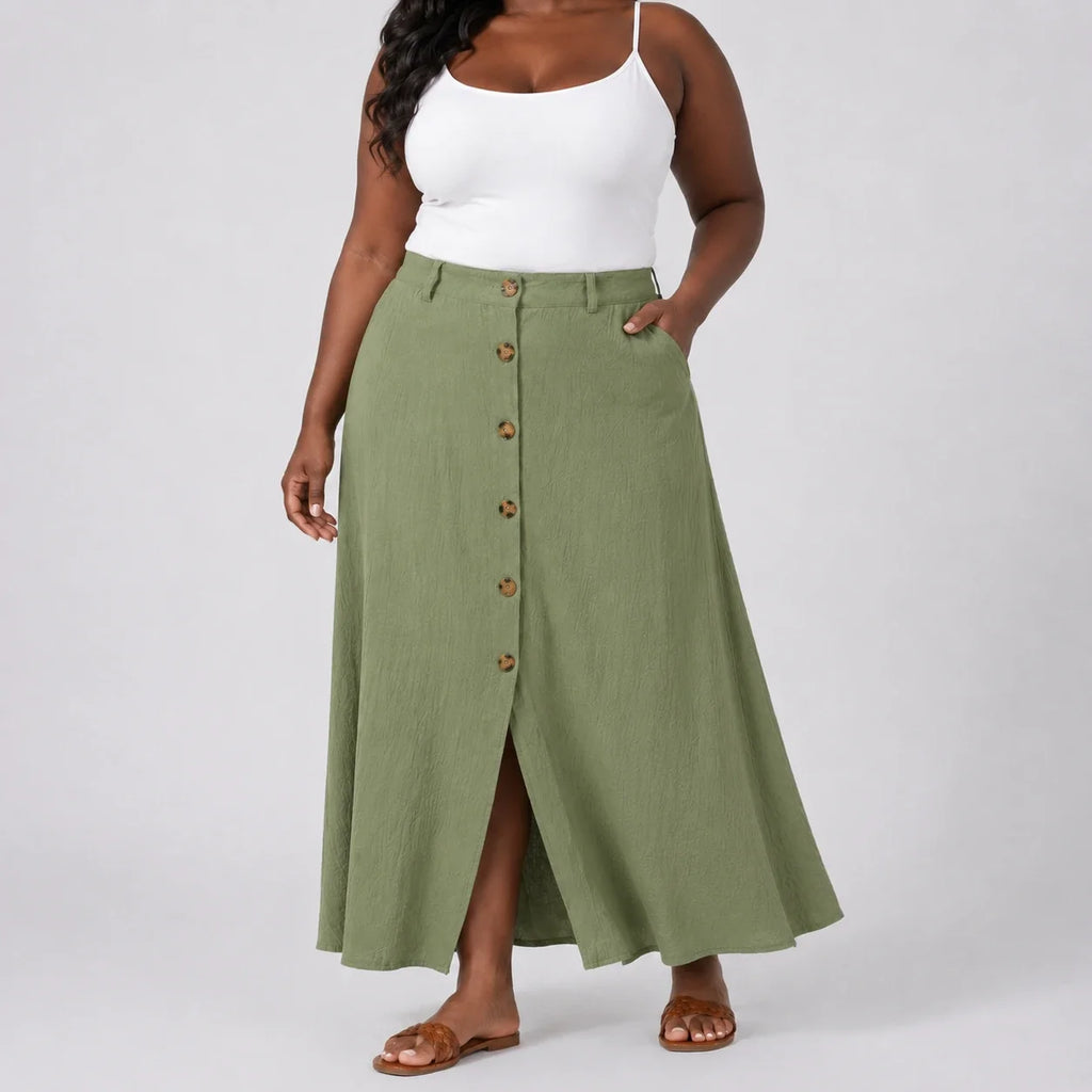 Button Front Maxi Skirt WHD0606480
