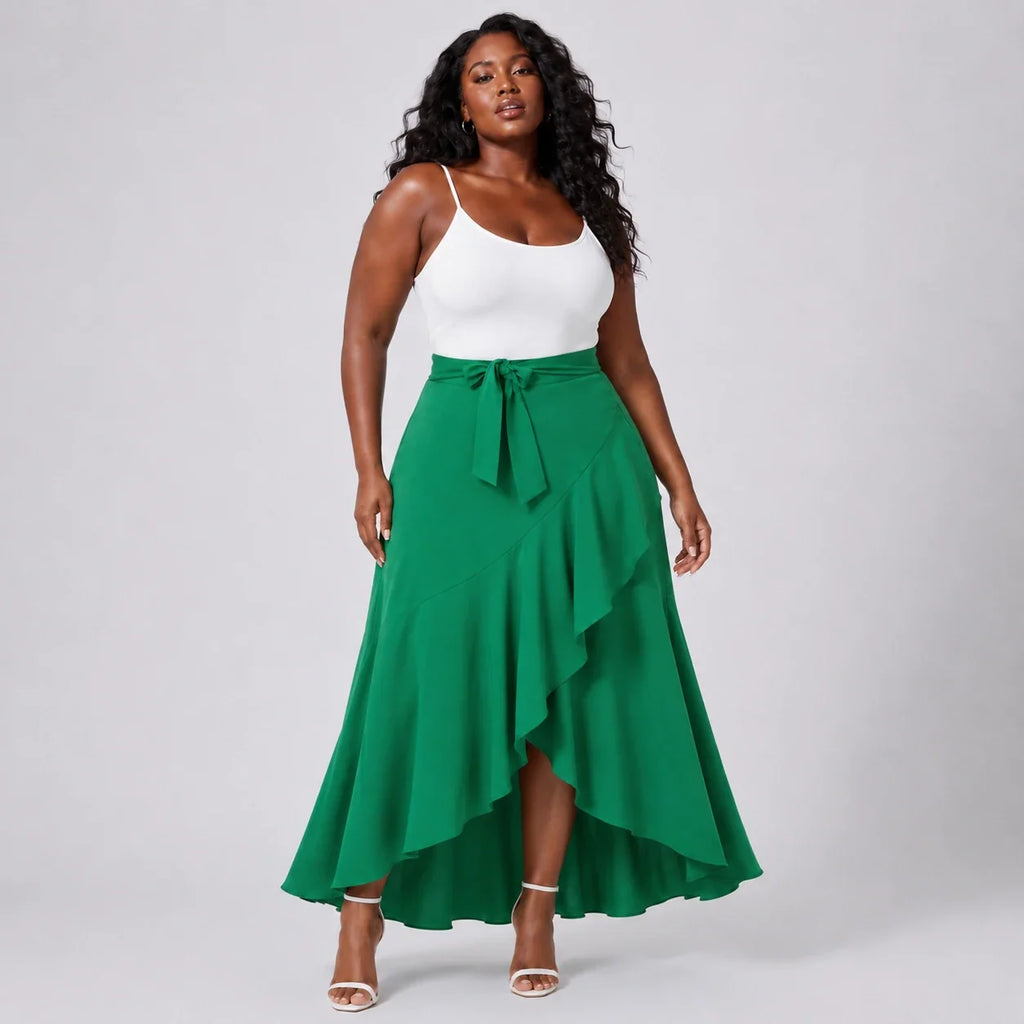 Ruffle Tie-Waist Maxi Skirt WHD0606481