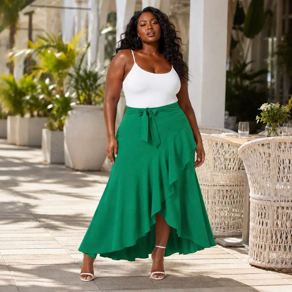 Ruffle Tie-Waist Maxi Skirt WHD0606481