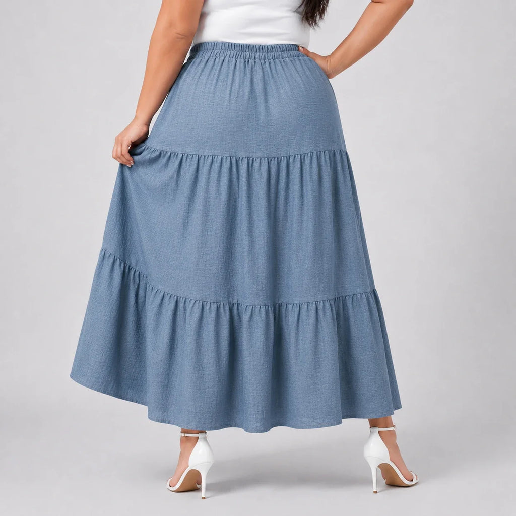 Tiered Elastic Waist Maxi Skirt WHD0606482