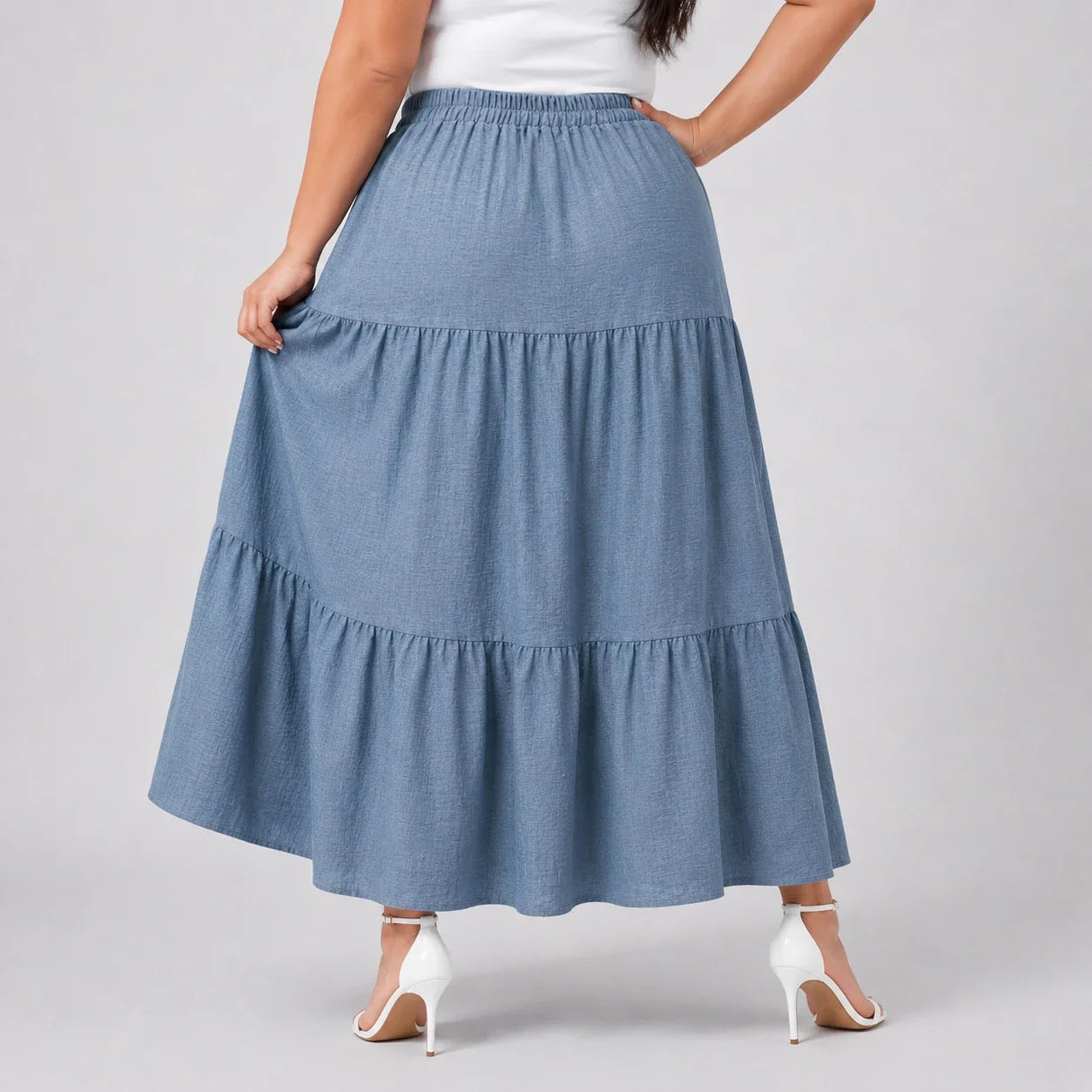 Tiered Elastic Waist Maxi Skirt WHD0606482