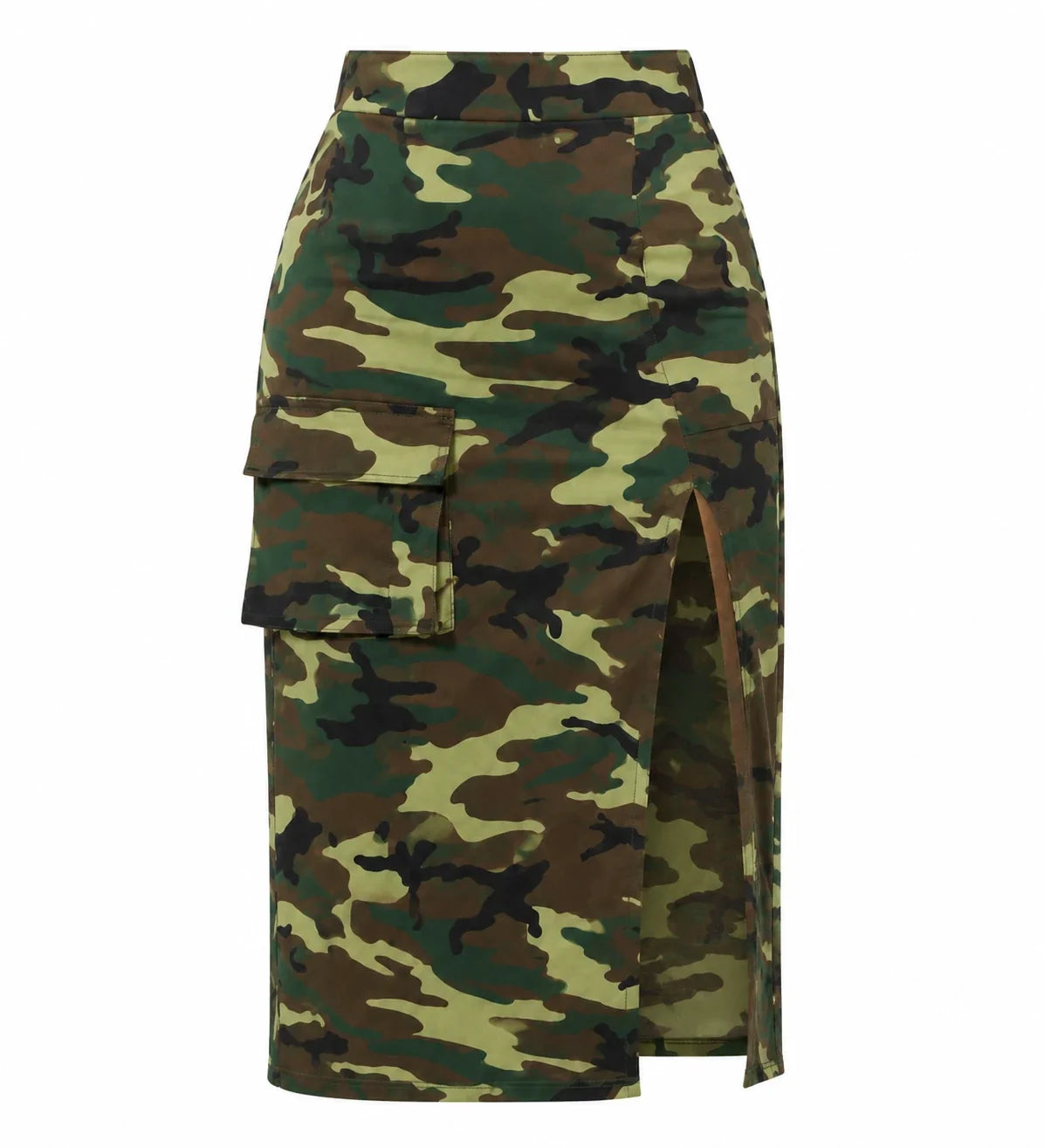 Camo Slit Cargo Midi Skirt WHD0606483