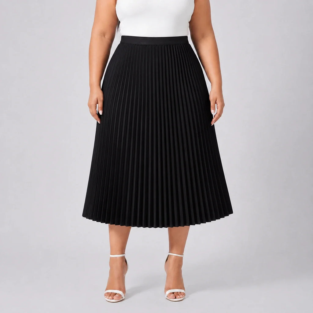 Pleated Elastic-Waist Midi Skirt WHD0606485