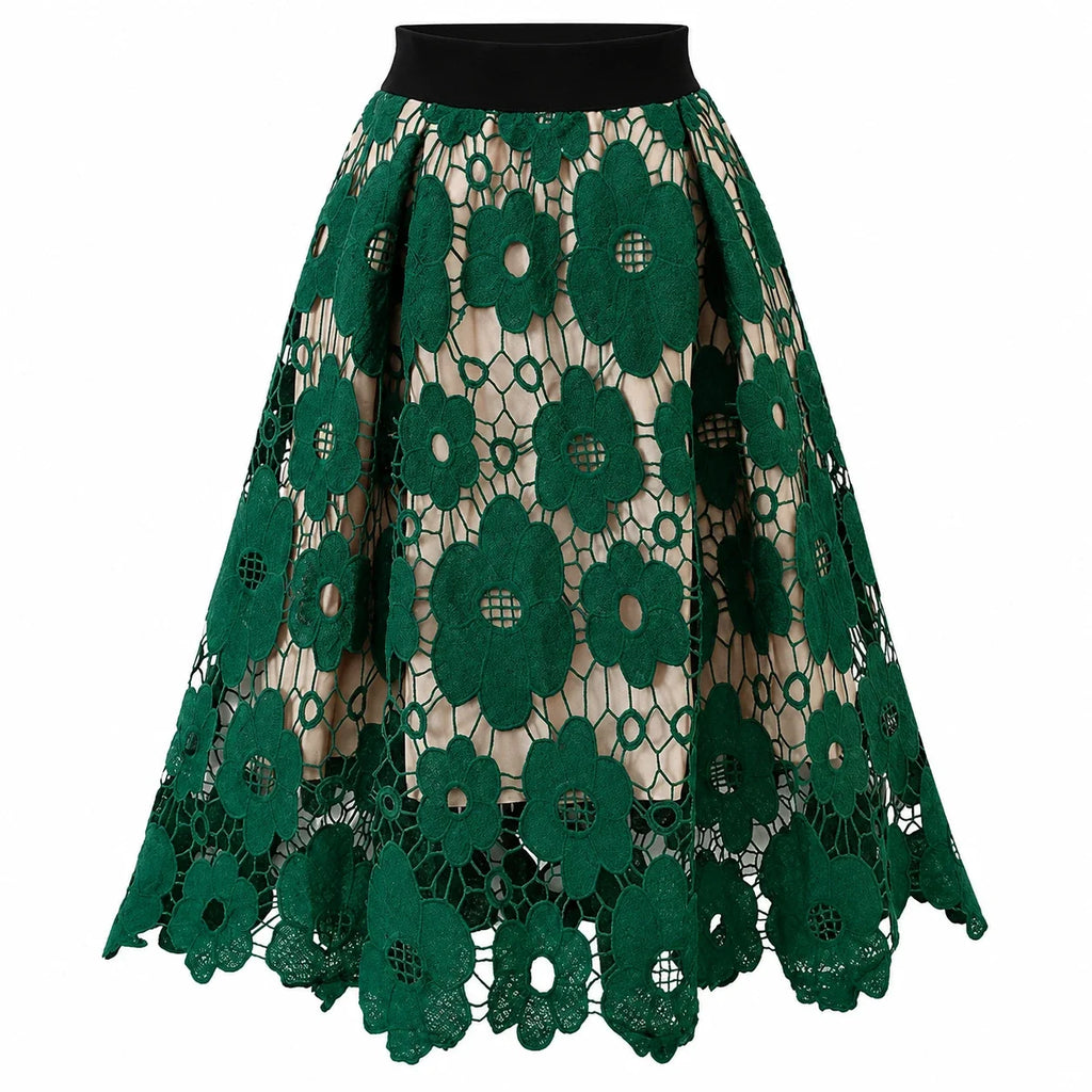 Floral Lace Midi Skirt WHD0606486