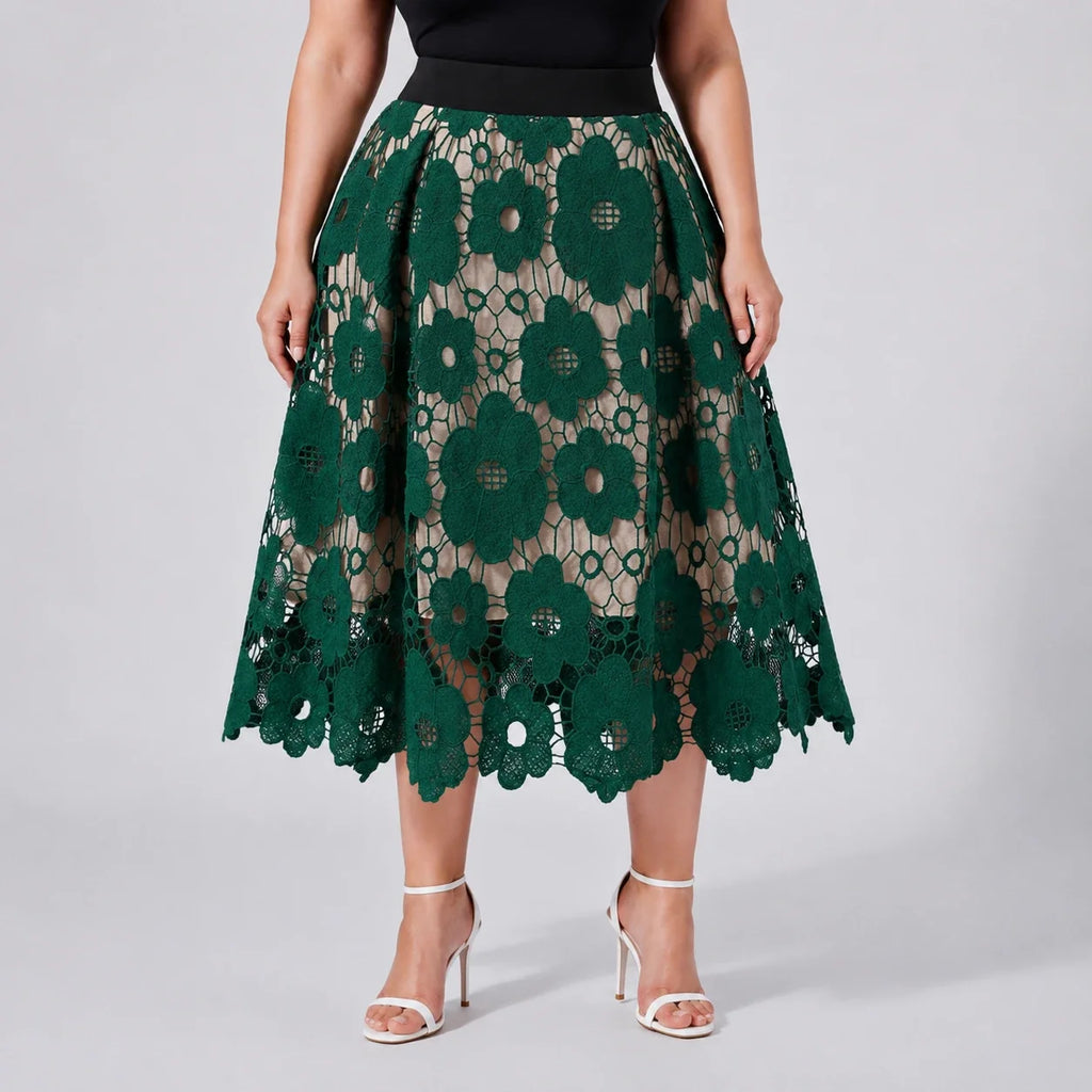 Floral Lace Midi Skirt WHD0606486