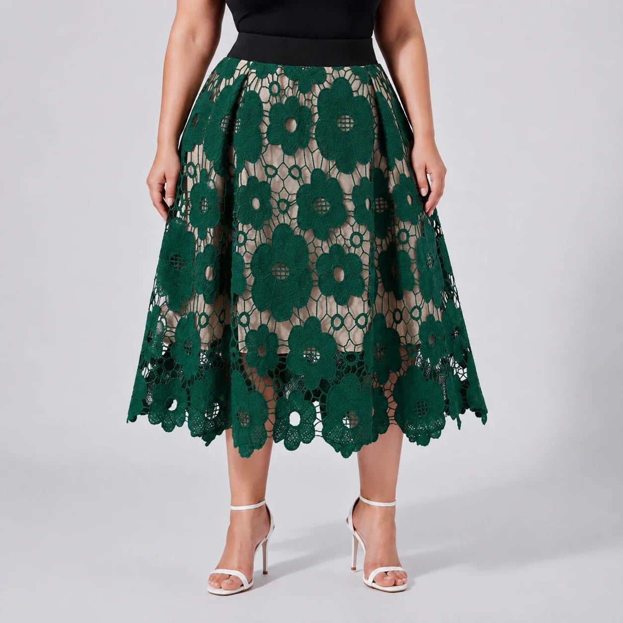 Floral Lace Midi Skirt WHD0606486