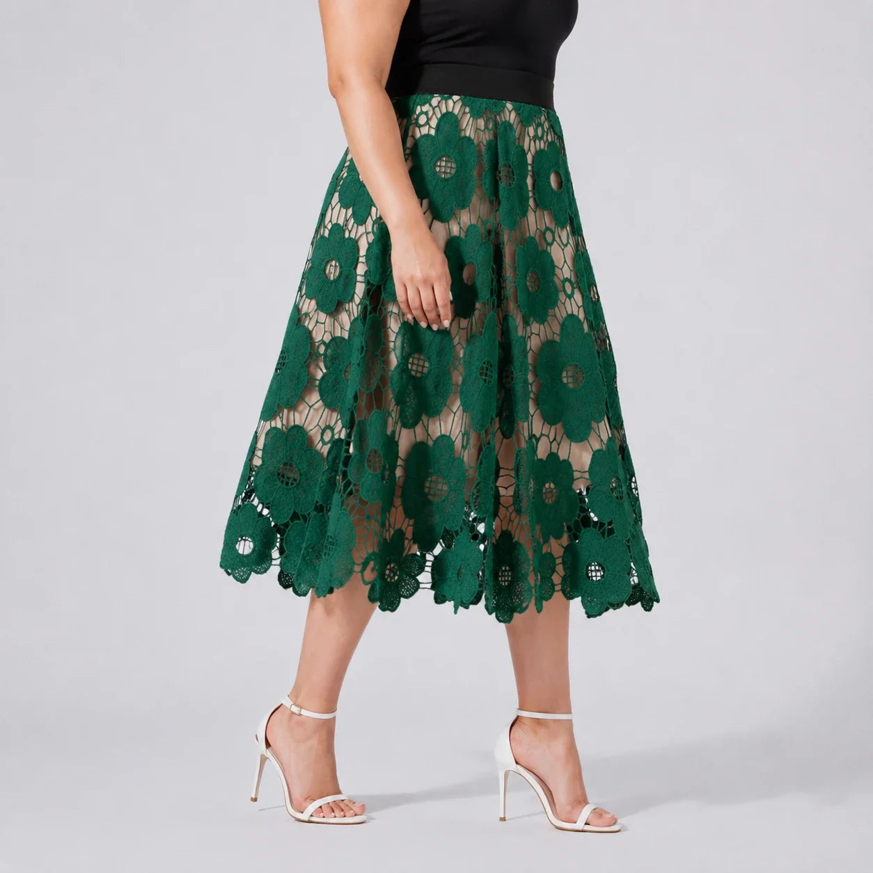 Floral Lace Midi Skirt WHD0606486
