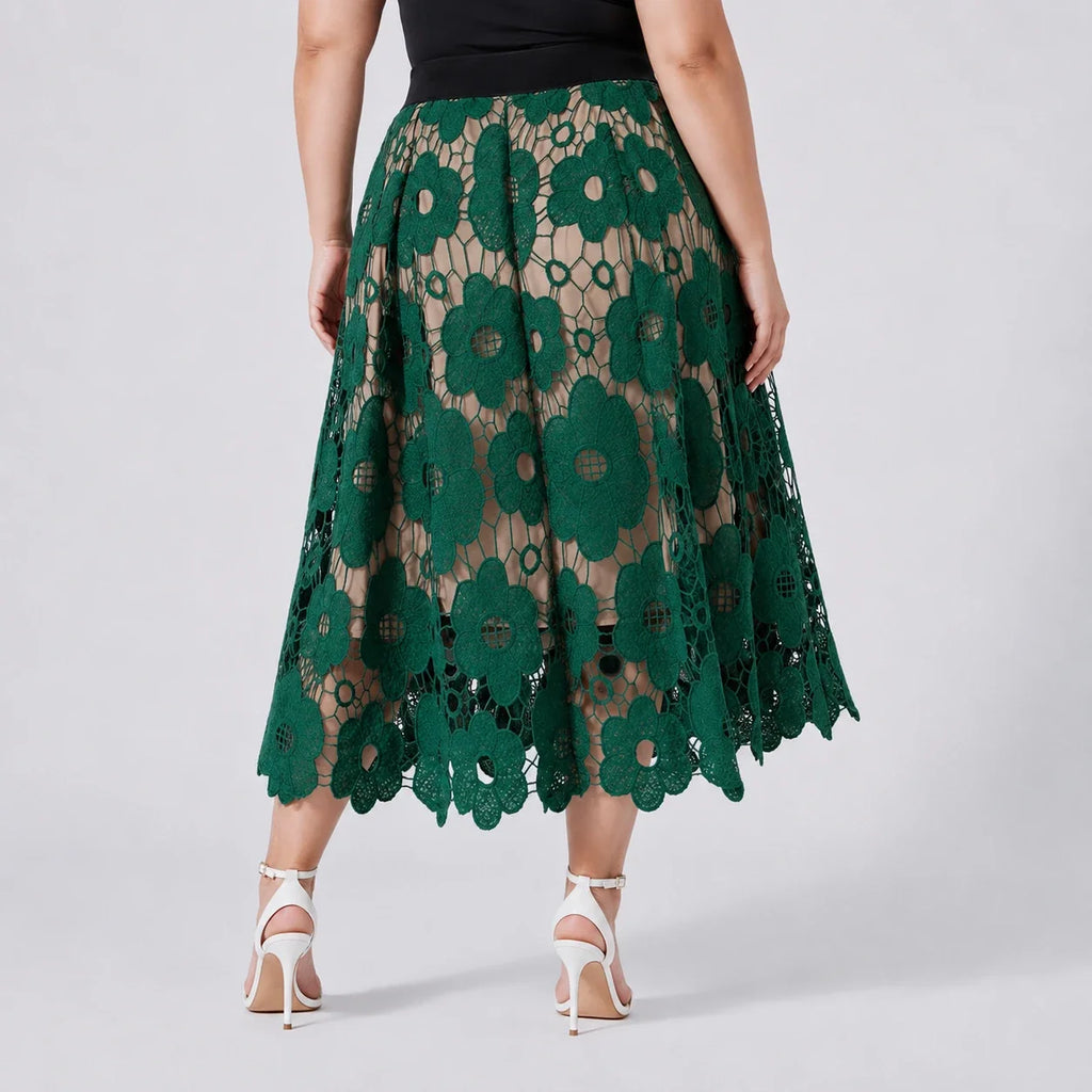 Floral Lace Midi Skirt WHD0606486