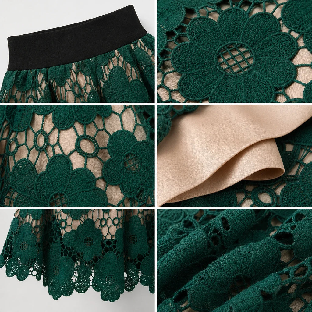 Floral Lace Midi Skirt WHD0606486