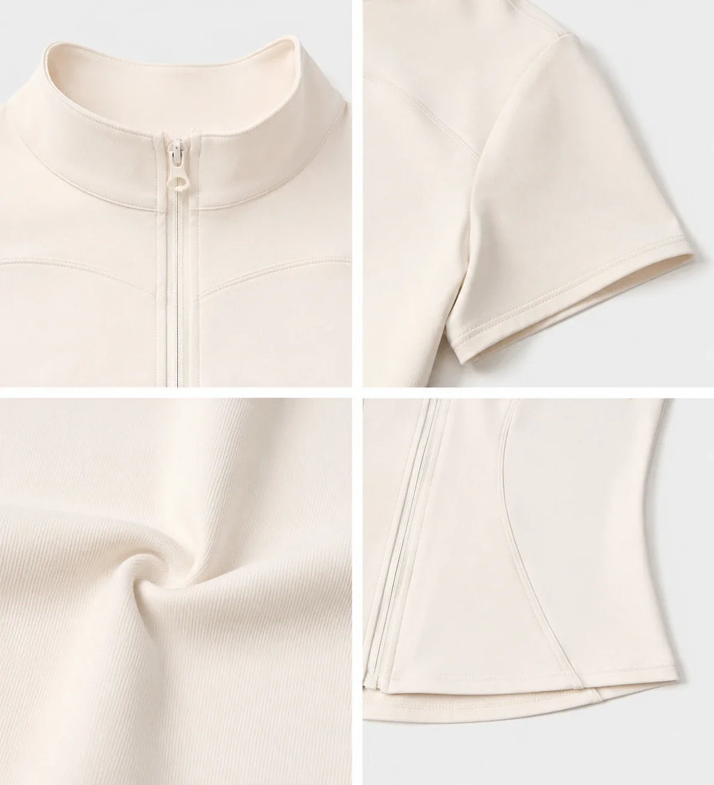 Mock Neck Zip Front Top WHD0606494-JYMW040