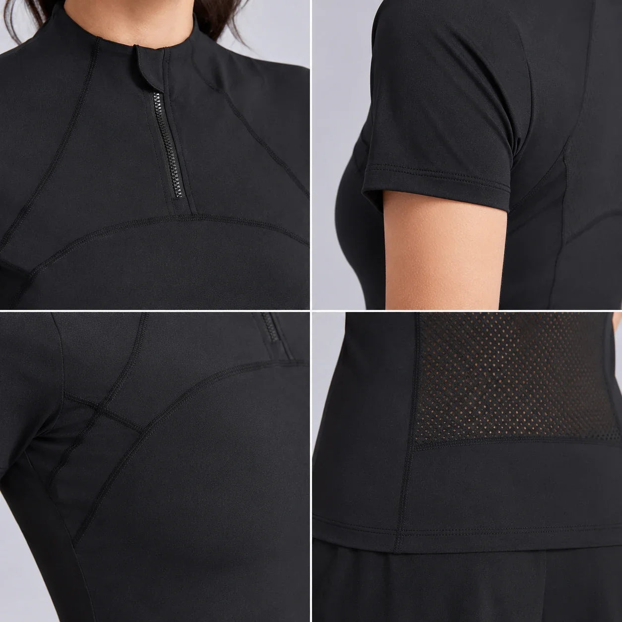 Short Sleeve Zip Active Top WHD0606496-JYWD018