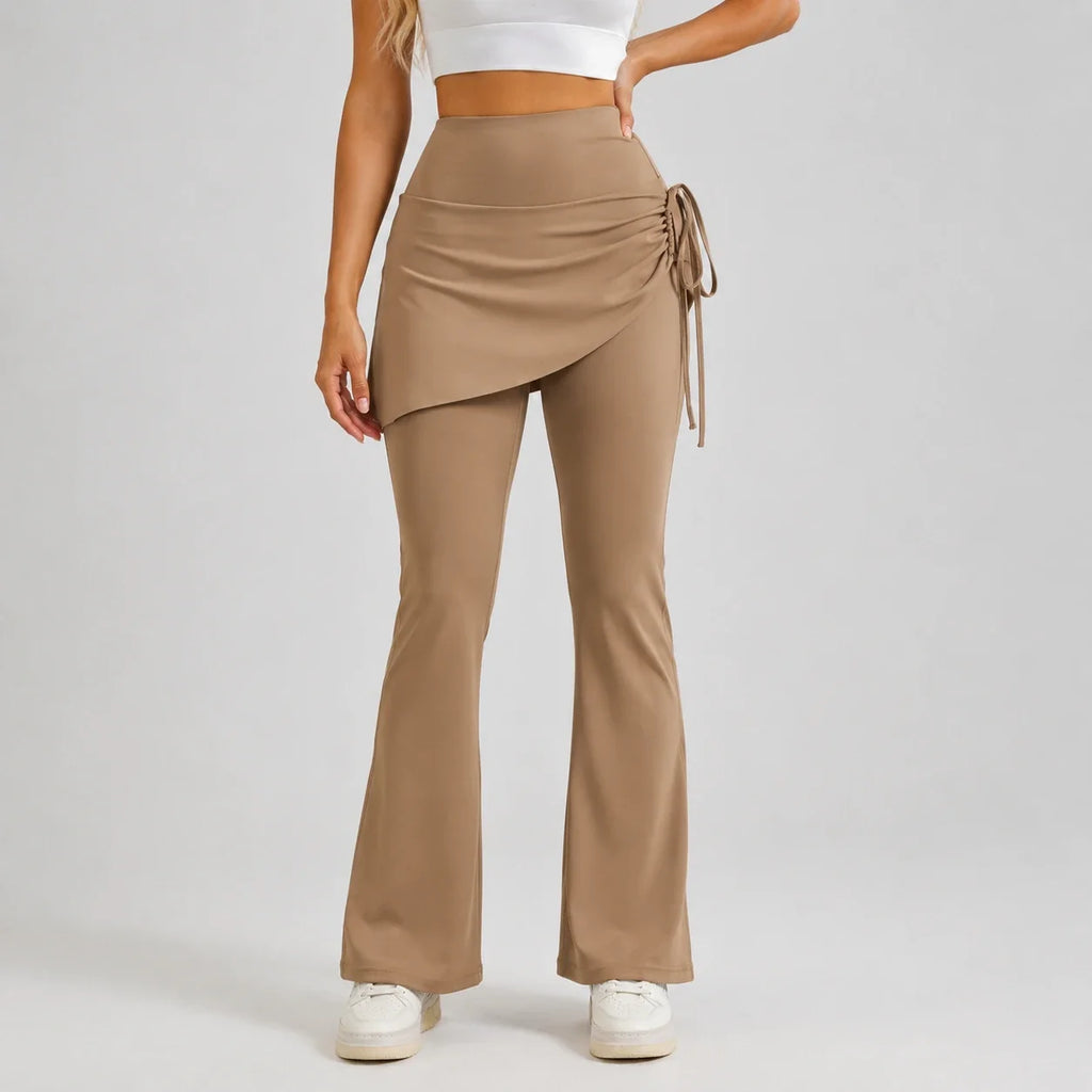Ruched Skirted Flare Leggings WHD0606515-JYMK139