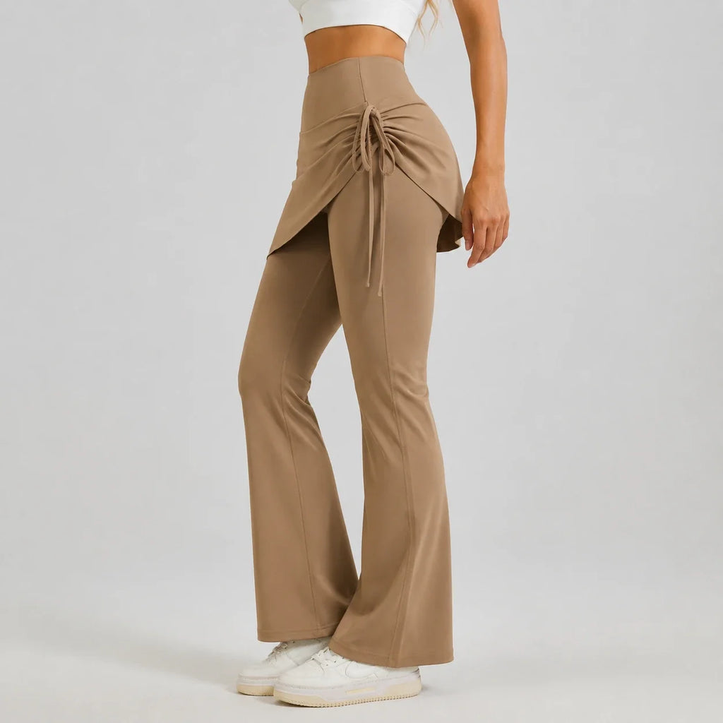 Ruched Skirted Flare Leggings WHD0606515-JYMK139