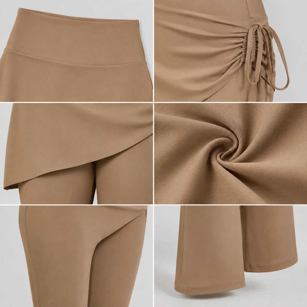 Ruched Skirted Flare Leggings WHD0606515-JYMK139