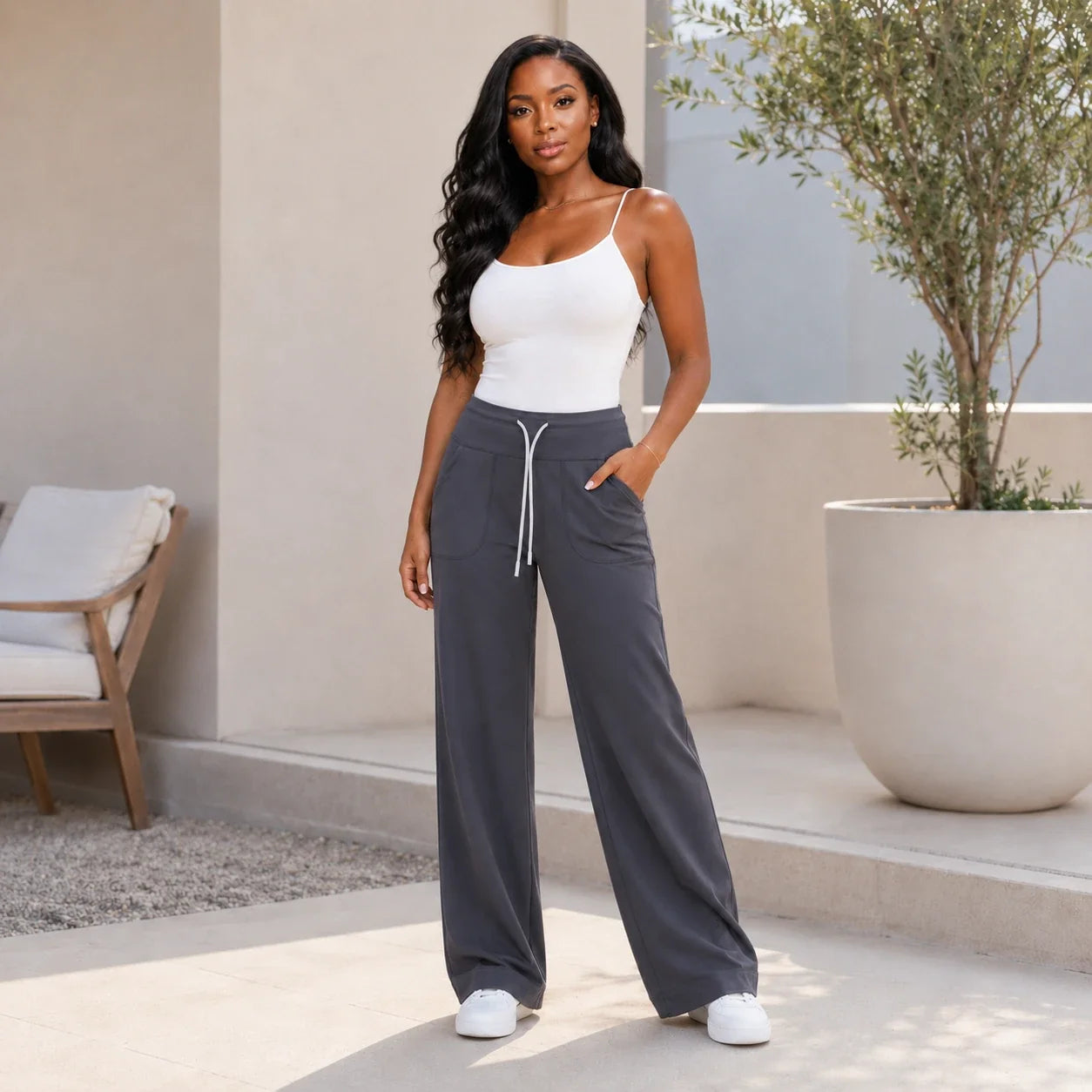 Drawstring Wide Leg Pants WHD0606516-JYMK053