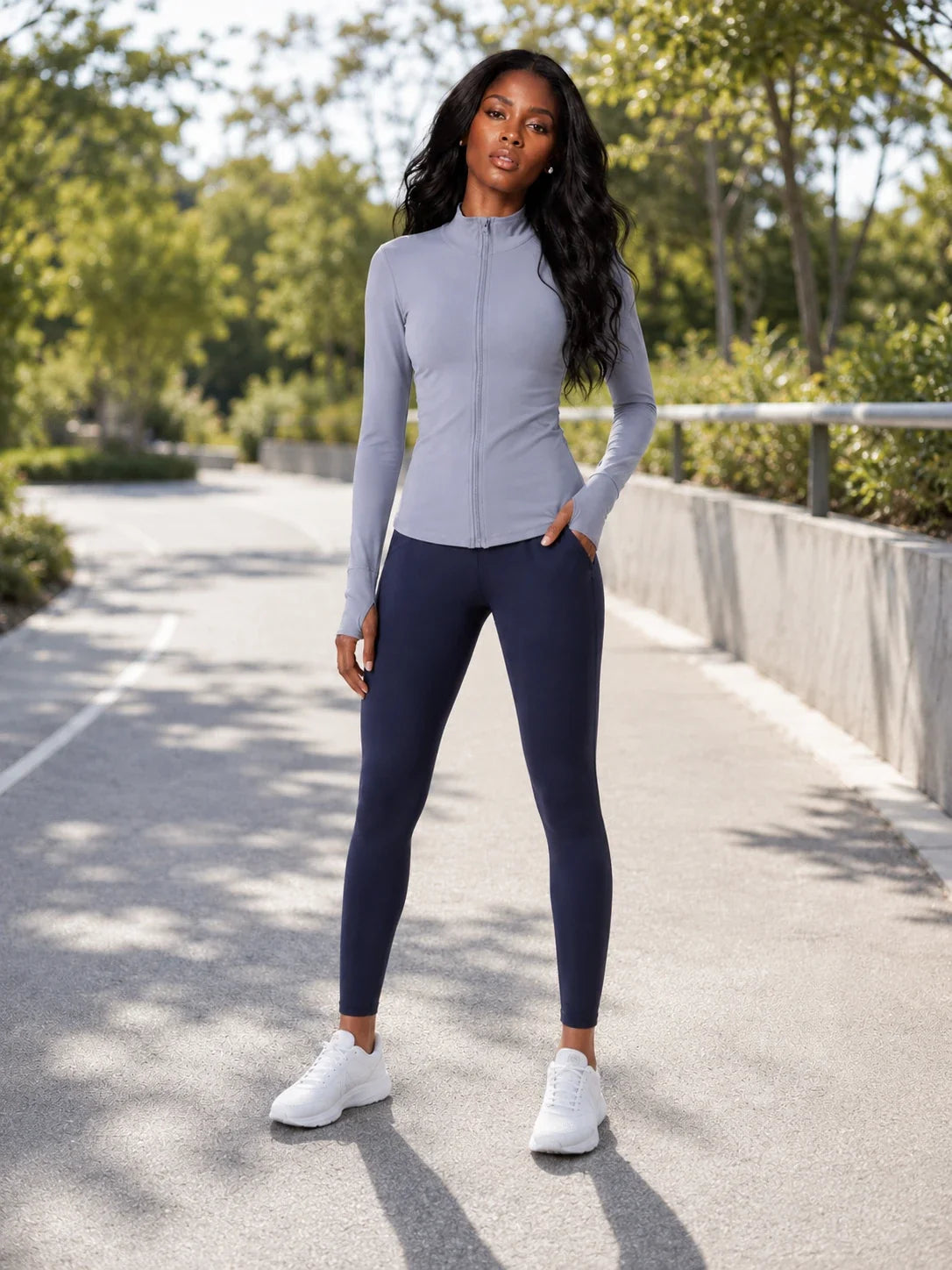 Mock Neck Zip Active Jacket WHD0606519-JYMW037
