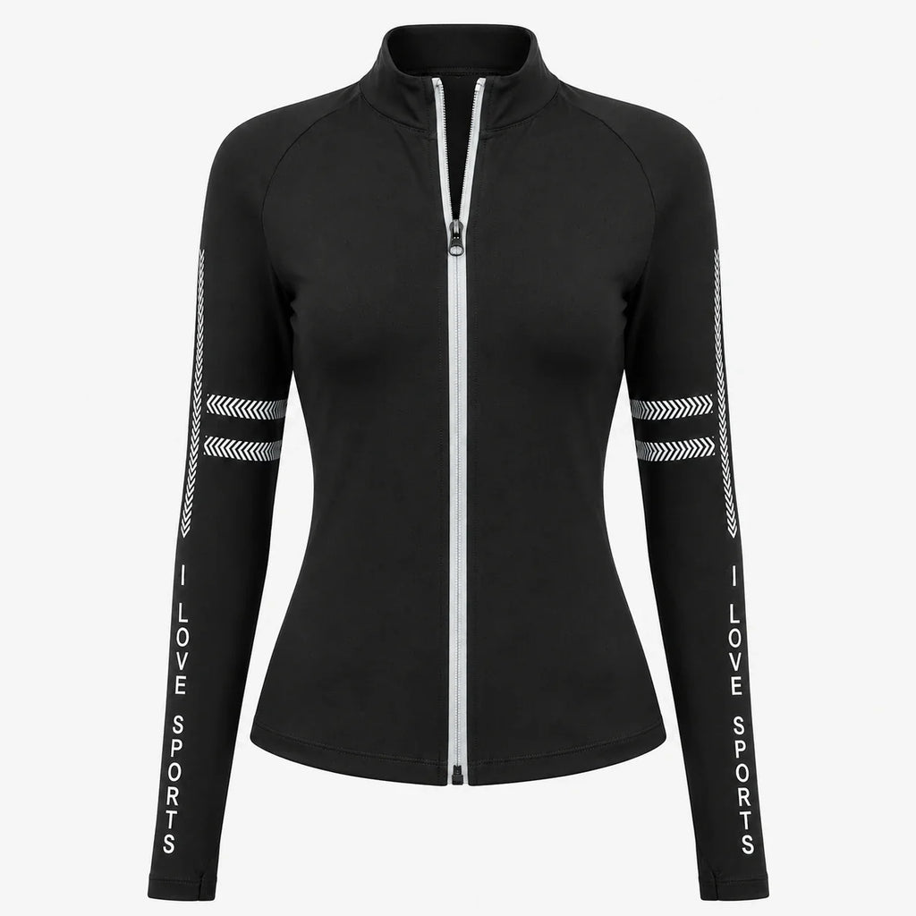 Printed Sleeve Zip Active Jacket WHD0606520-JYMW015