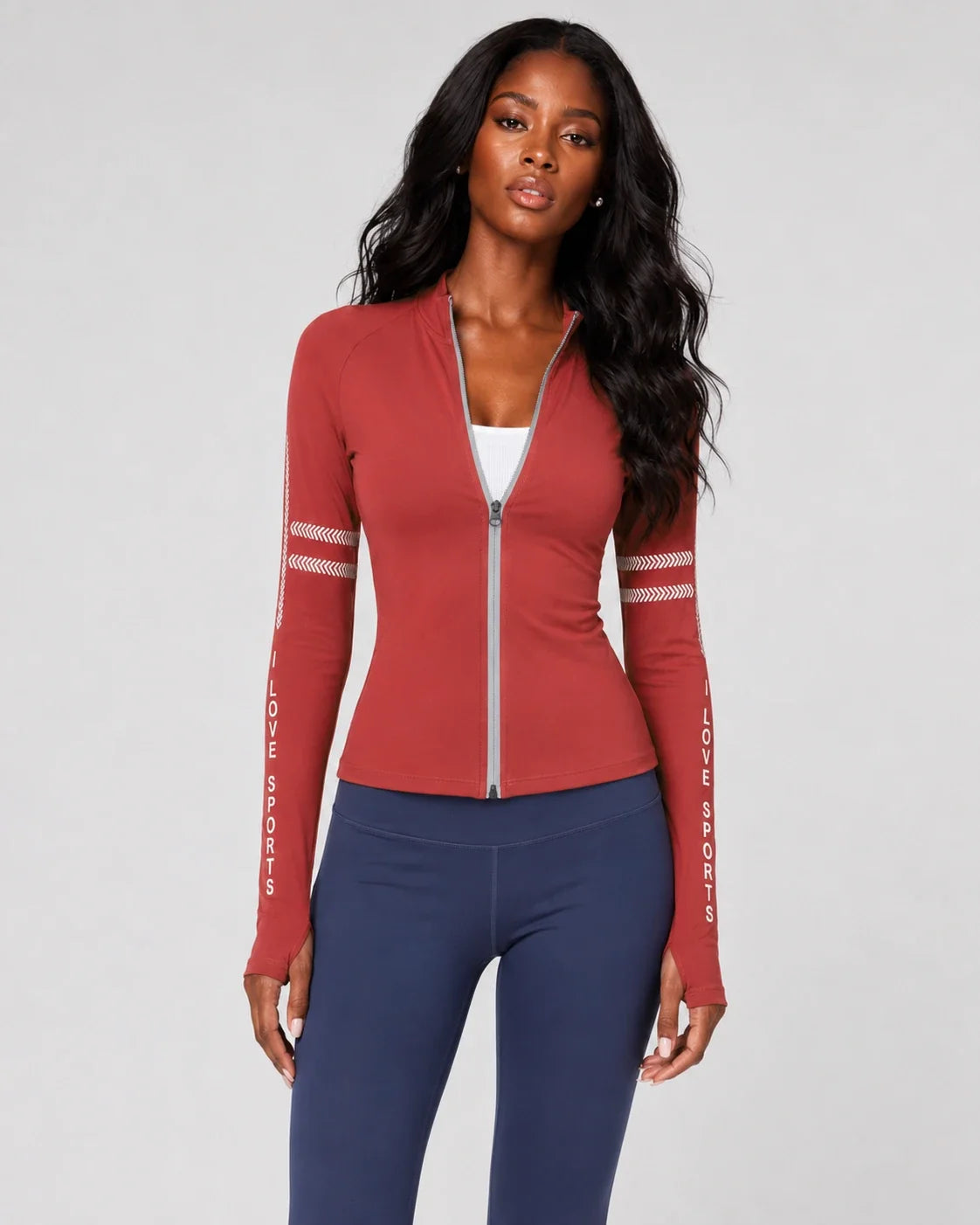 Printed Sleeve Zip Active Jacket WHD0606520-JYMW015