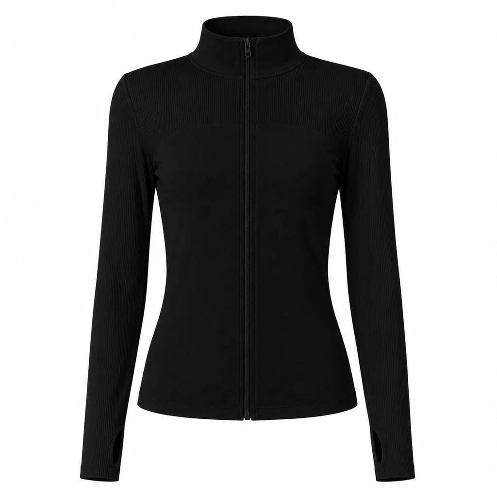 Ribbed Zip Mock Neck Top WHD0606525-JYMW117