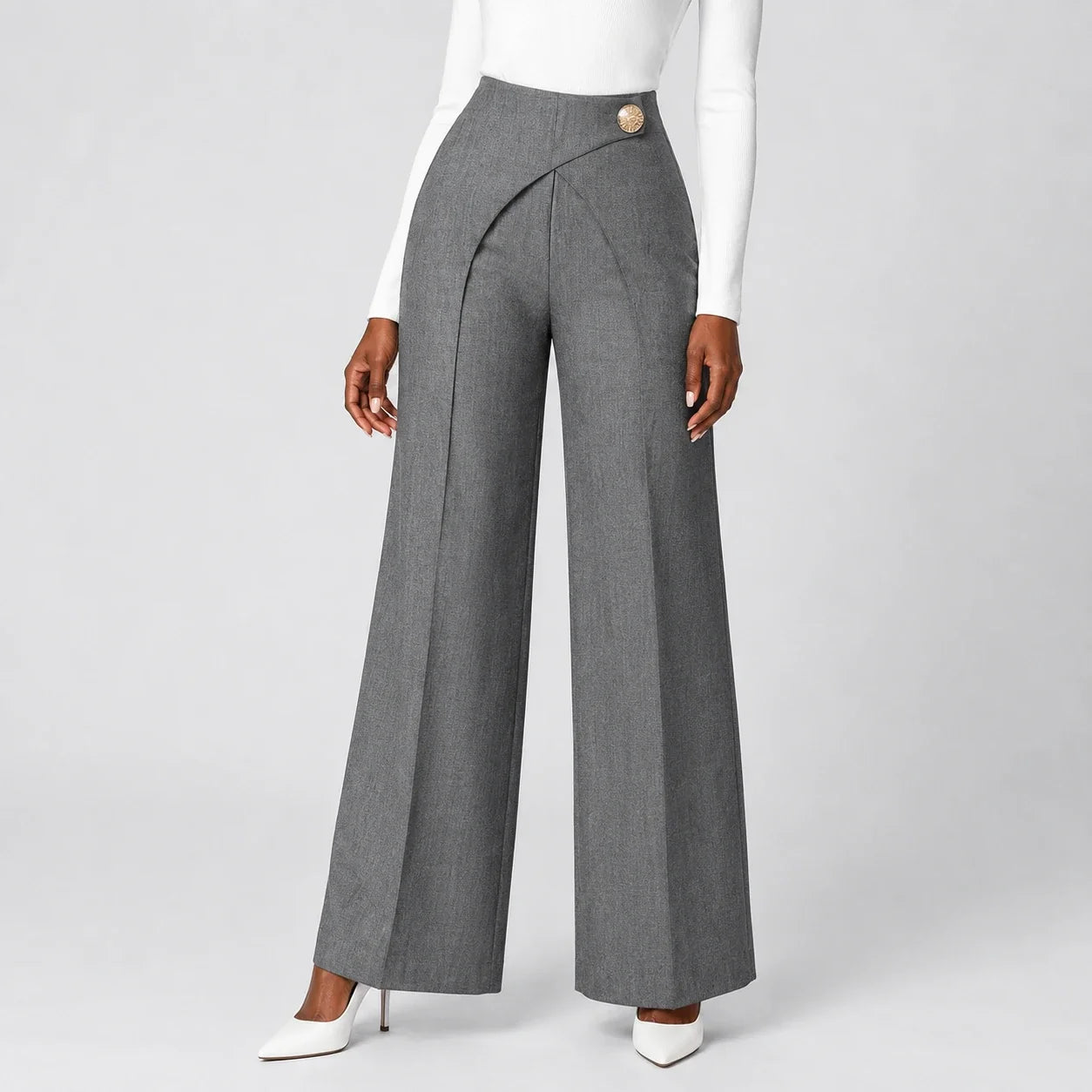 Wrap Waist Wide Leg Pants WHD0606537