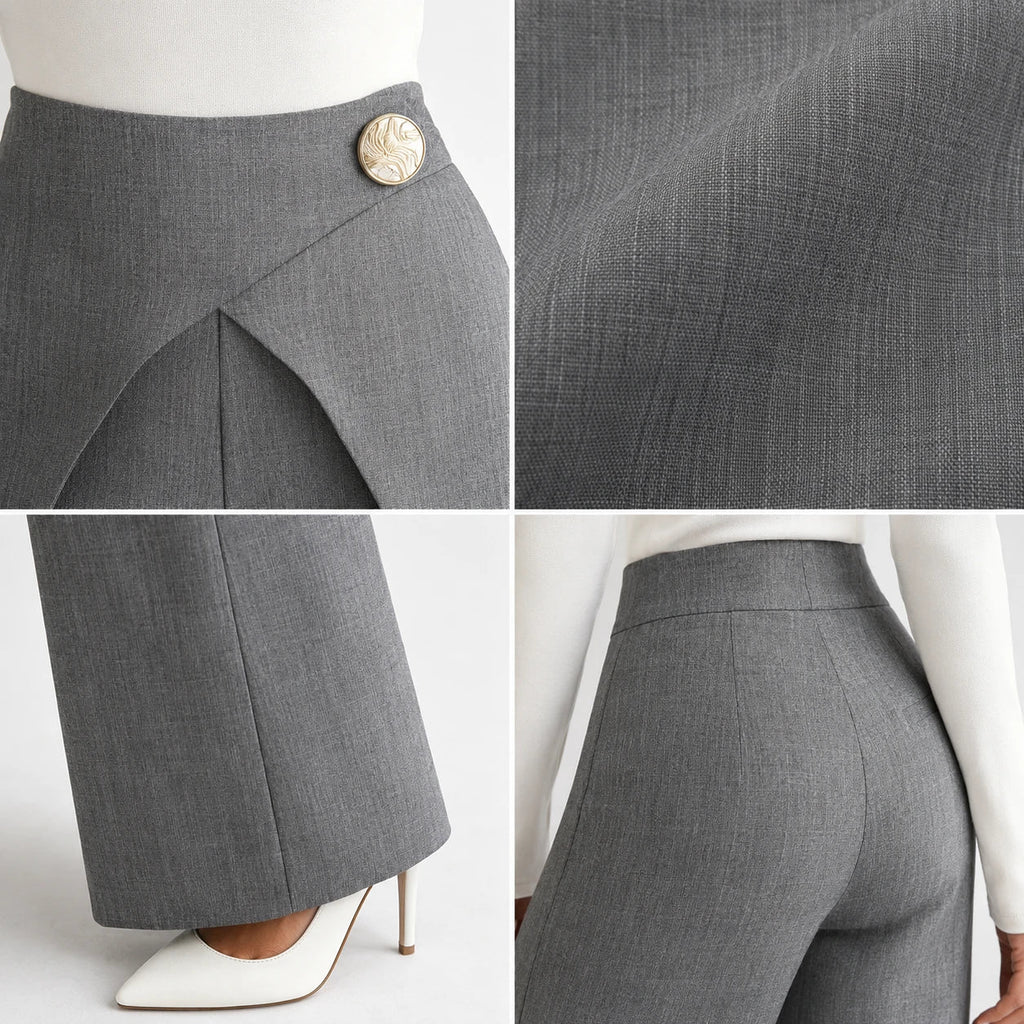 Wrap Waist Wide Leg Pants WHD0606537