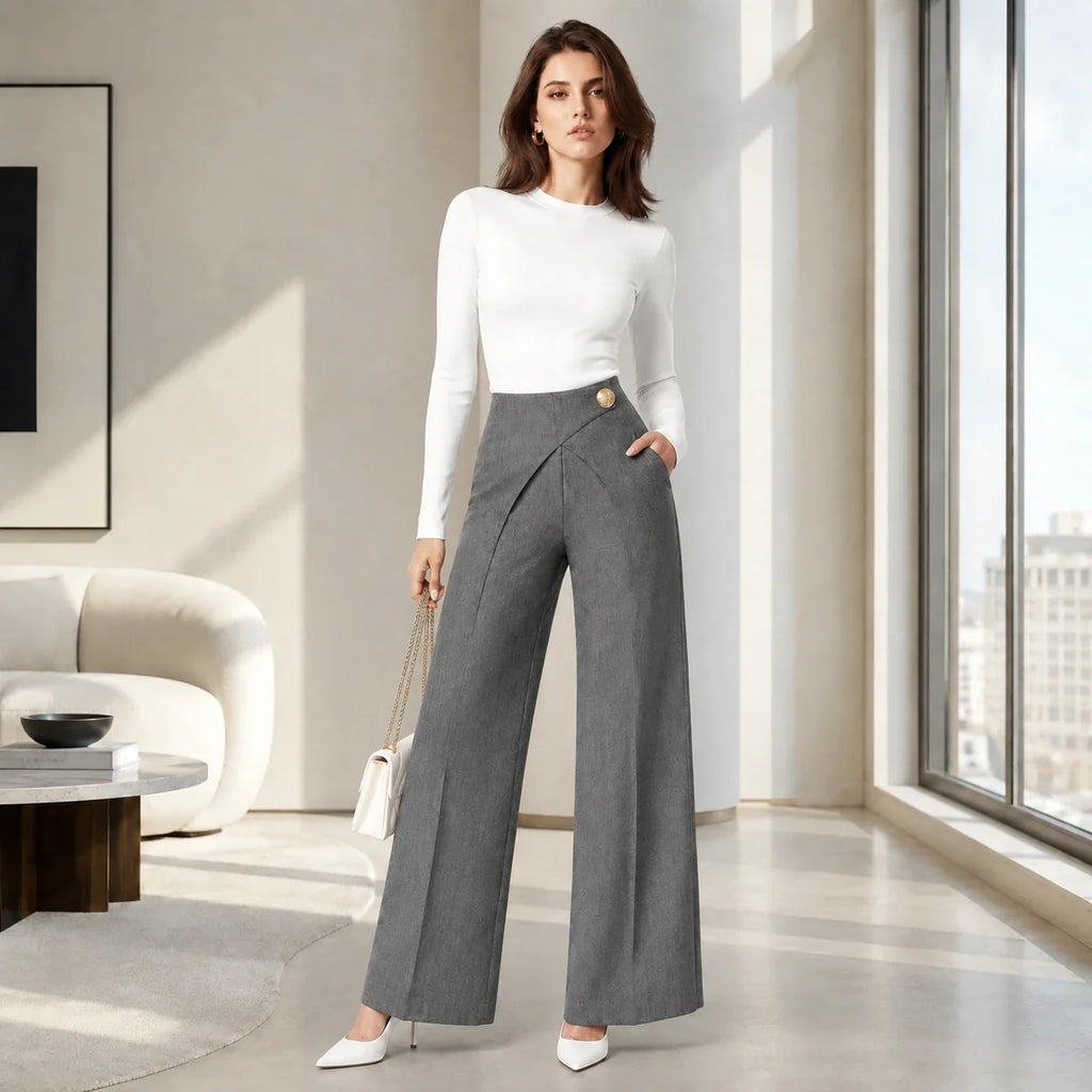 Wrap Waist Wide Leg Pants WHD0606537