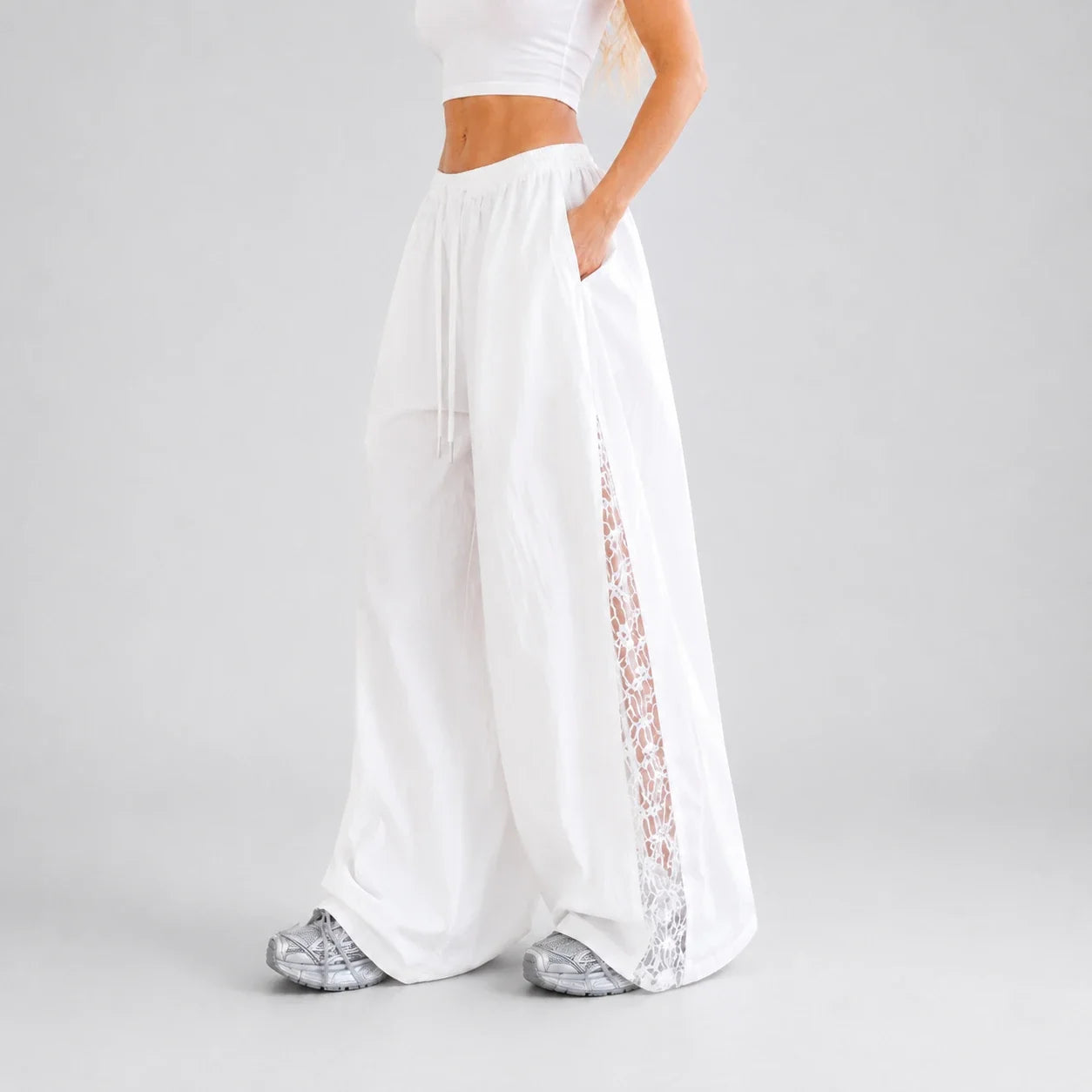 Crinkled Wide Leg Pants WHD0606538