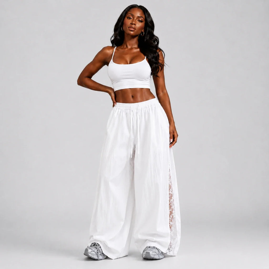 Crinkled Wide Leg Pants WHD0606538