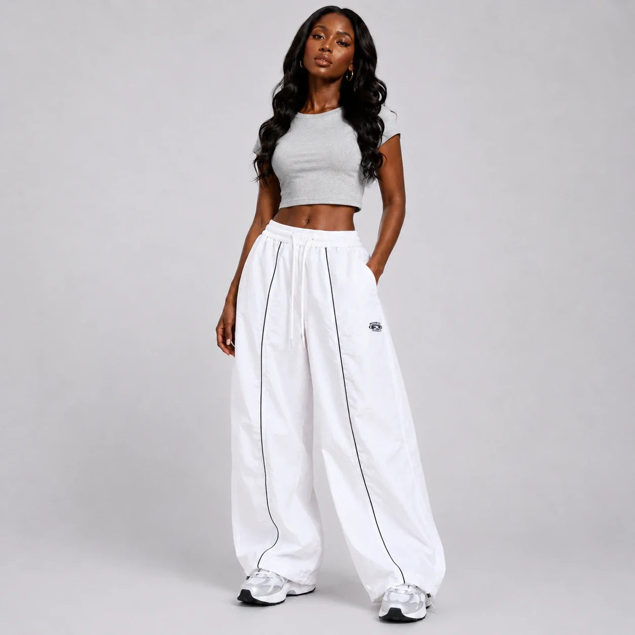 Piped Drawstring Track Pants WHD0606541