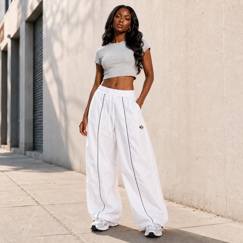 Piped Drawstring Track Pants WHD0606541