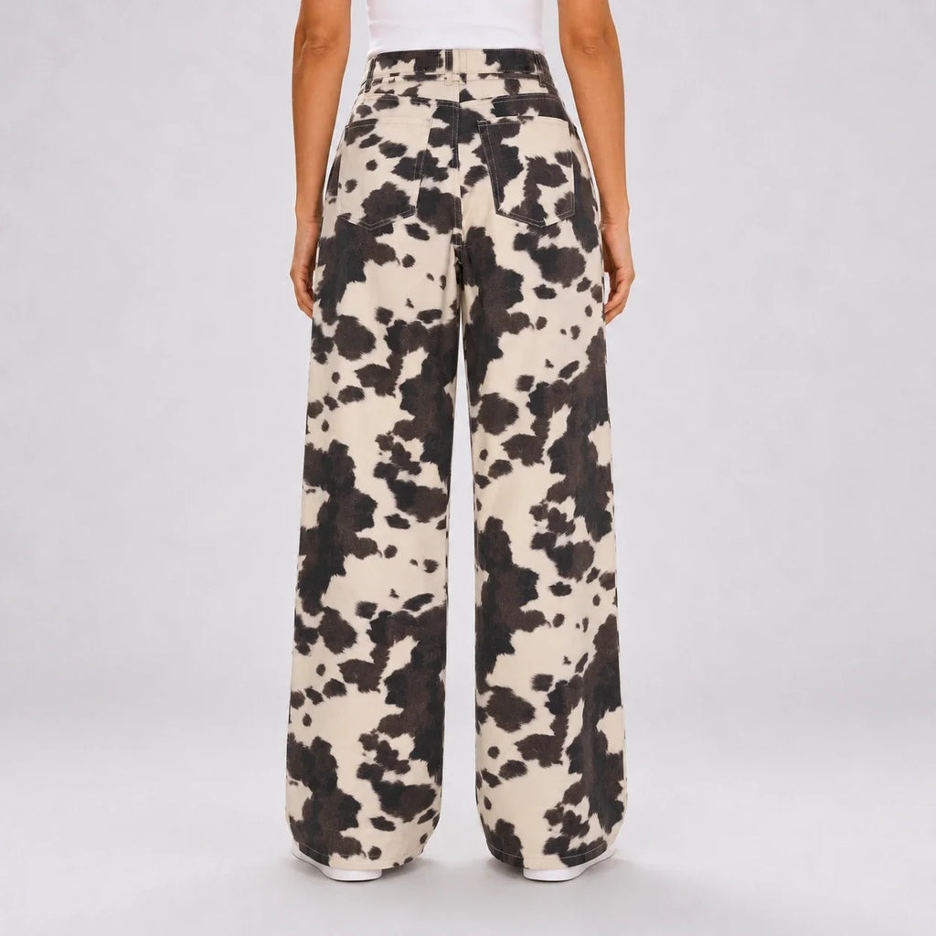 Cow Print Wide Leg Pants WHD0606542