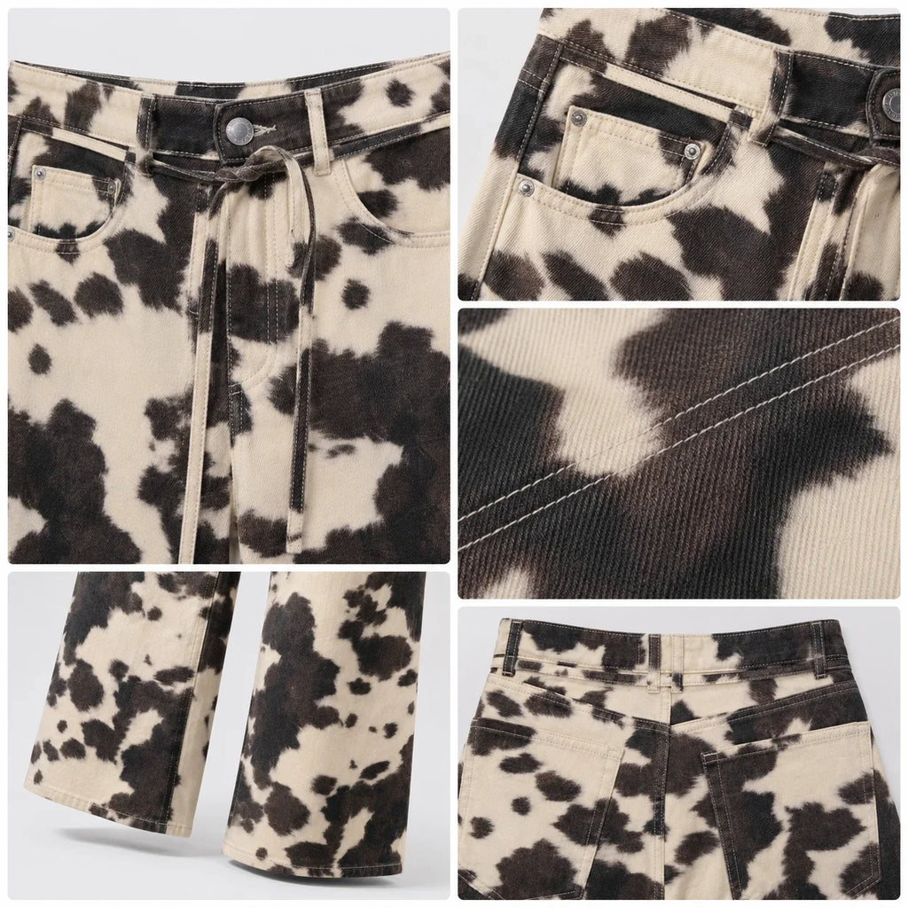 Cow Print Wide Leg Pants WHD0606542