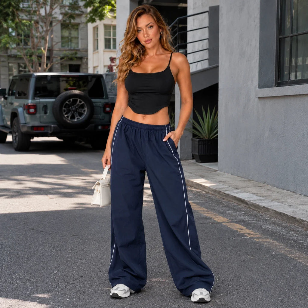 Piped Wide Leg Track Pants WHD0606543