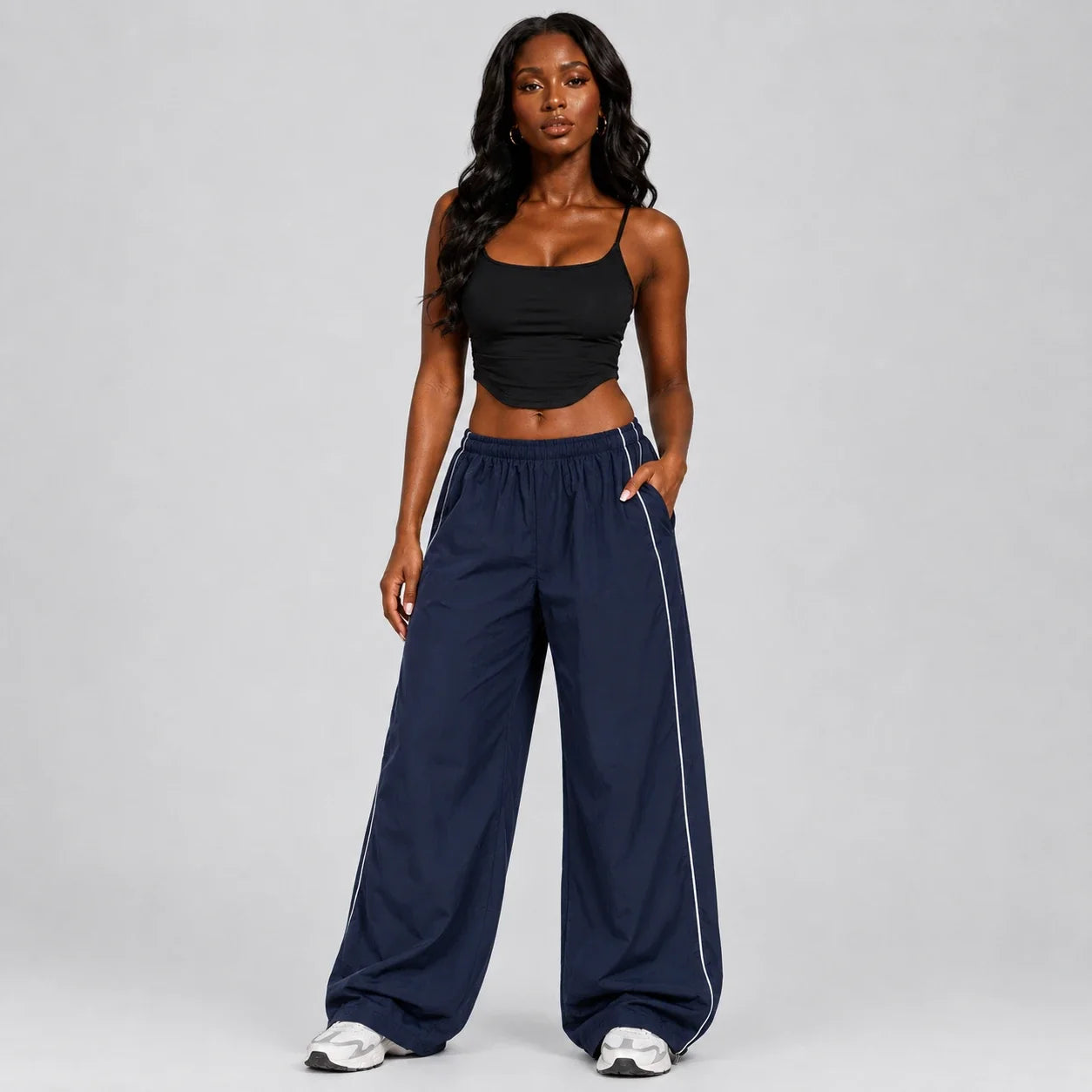 Piped Wide Leg Track Pants WHD0606543