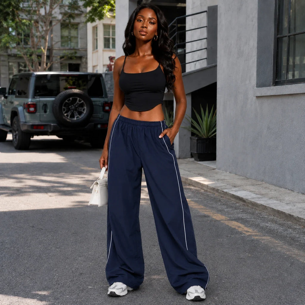 Piped Wide Leg Track Pants WHD0606543