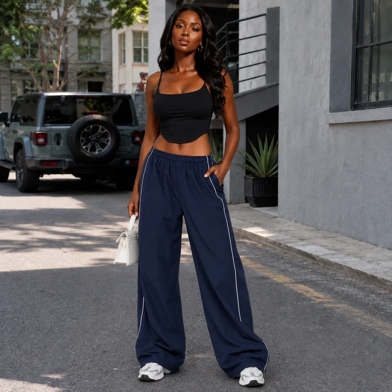 Piped Wide Leg Track Pants WHD0606543