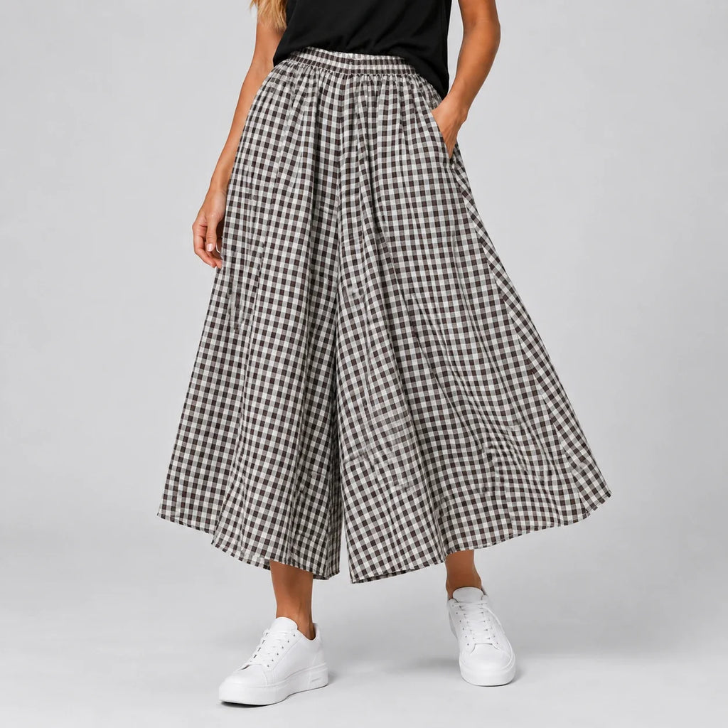 Gingham Wide Leg Pants WHD0606544
