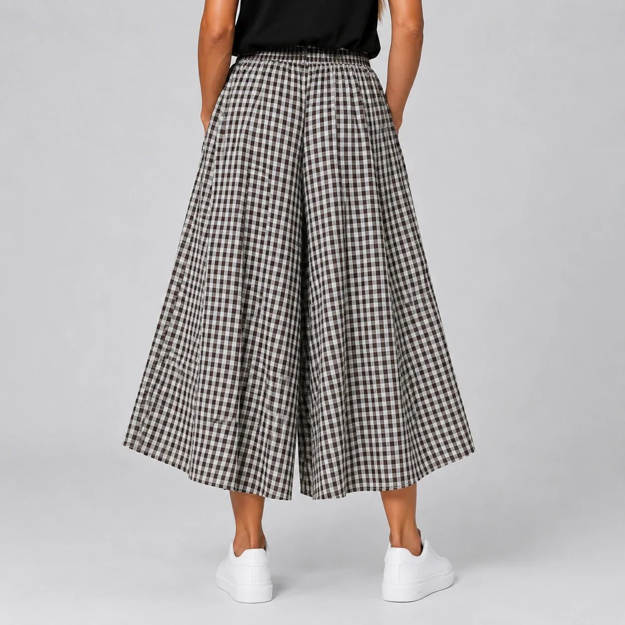 Gingham Wide Leg Pants WHD0606544