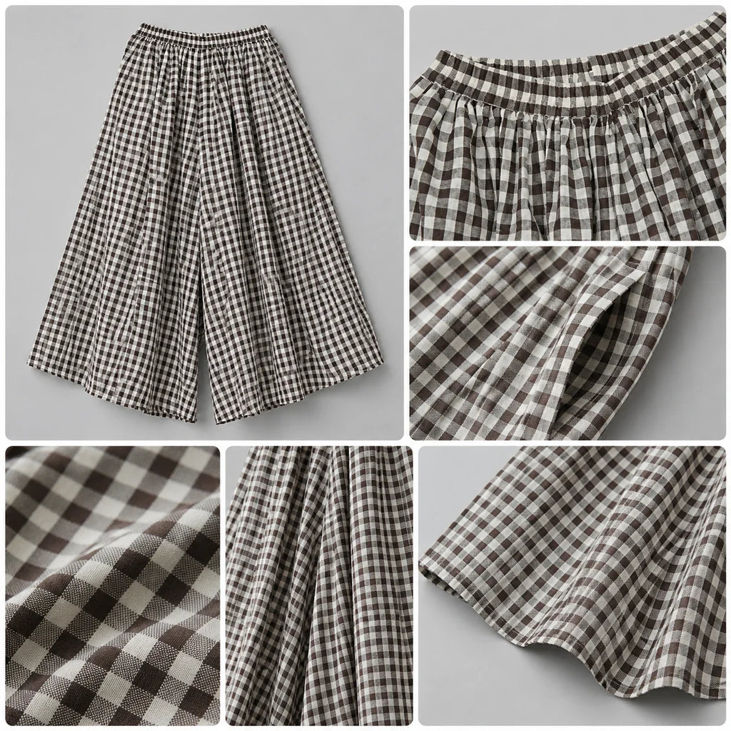 Gingham Wide Leg Pants WHD0606544