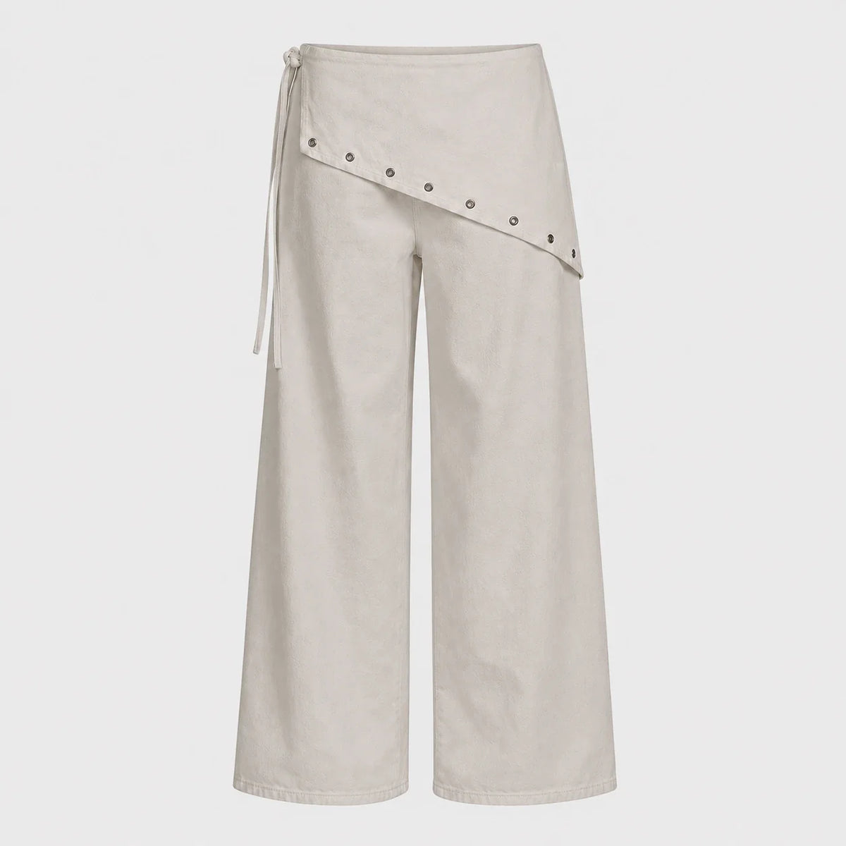 Asymmetric Grommet Wide Leg Pants WHD0606545