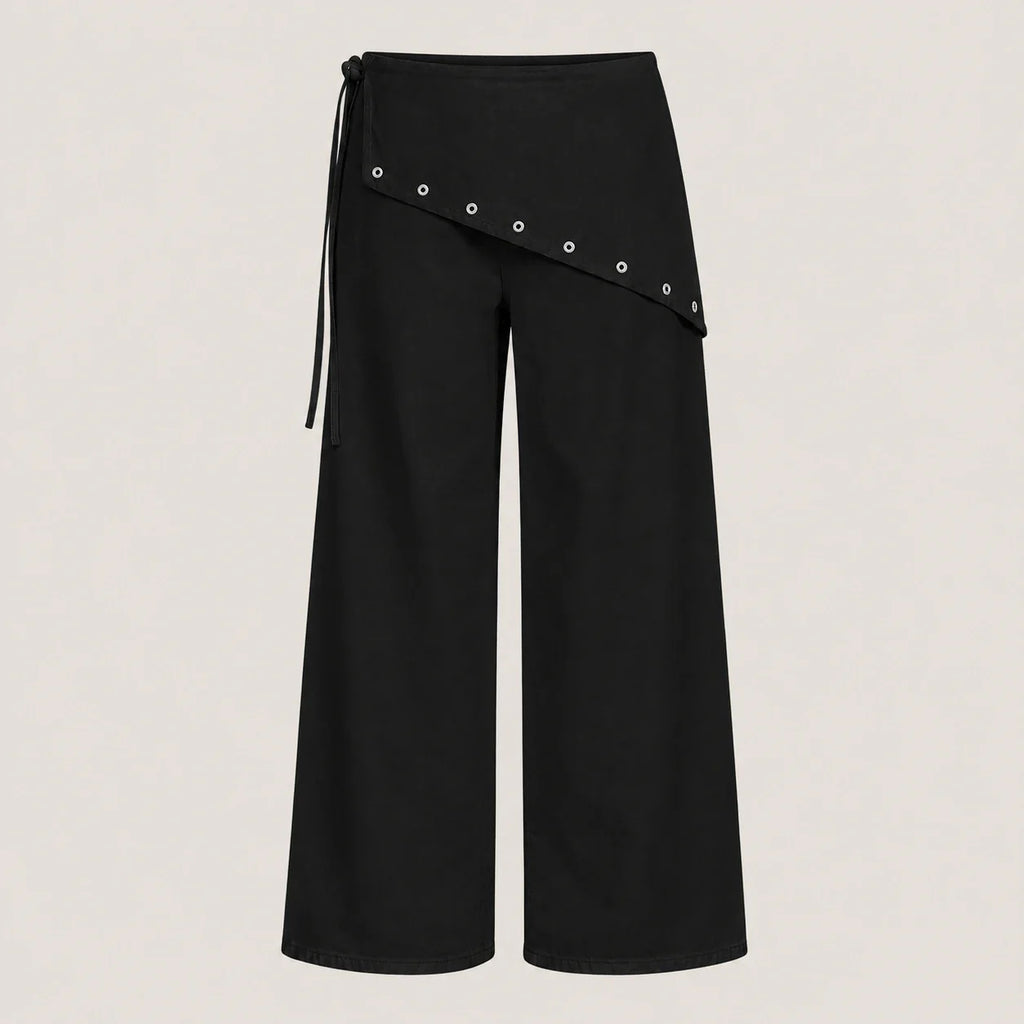 Asymmetric Grommet Wide Leg Pants WHD0606545