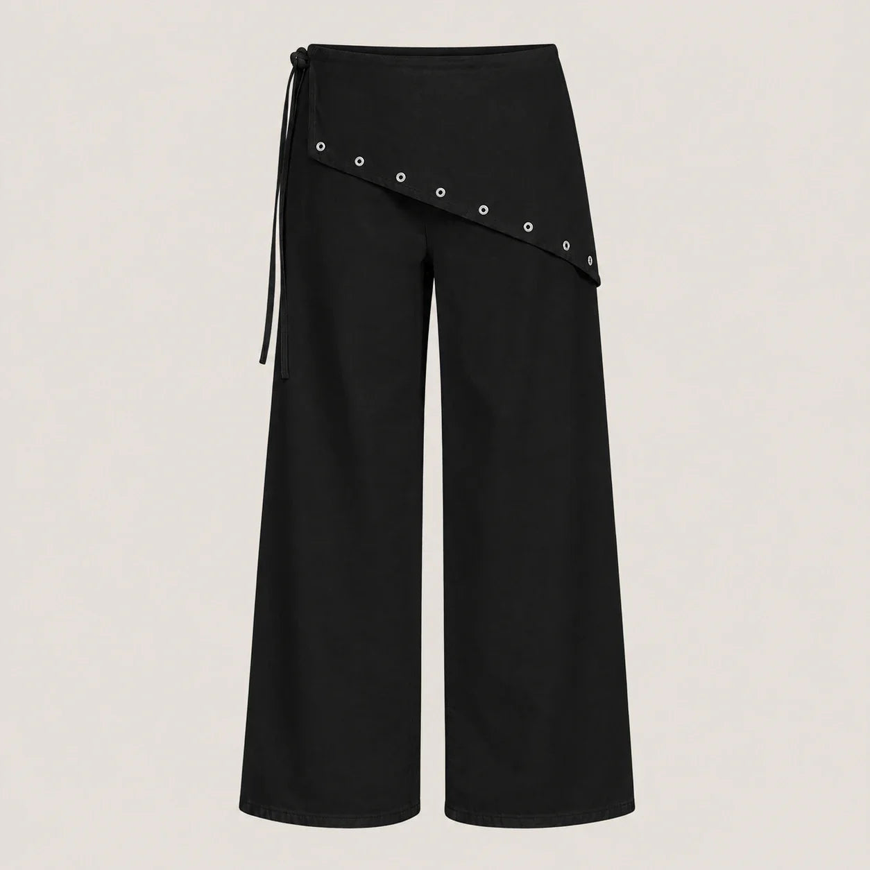 Asymmetric Grommet Wide Leg Pants WHD0606545