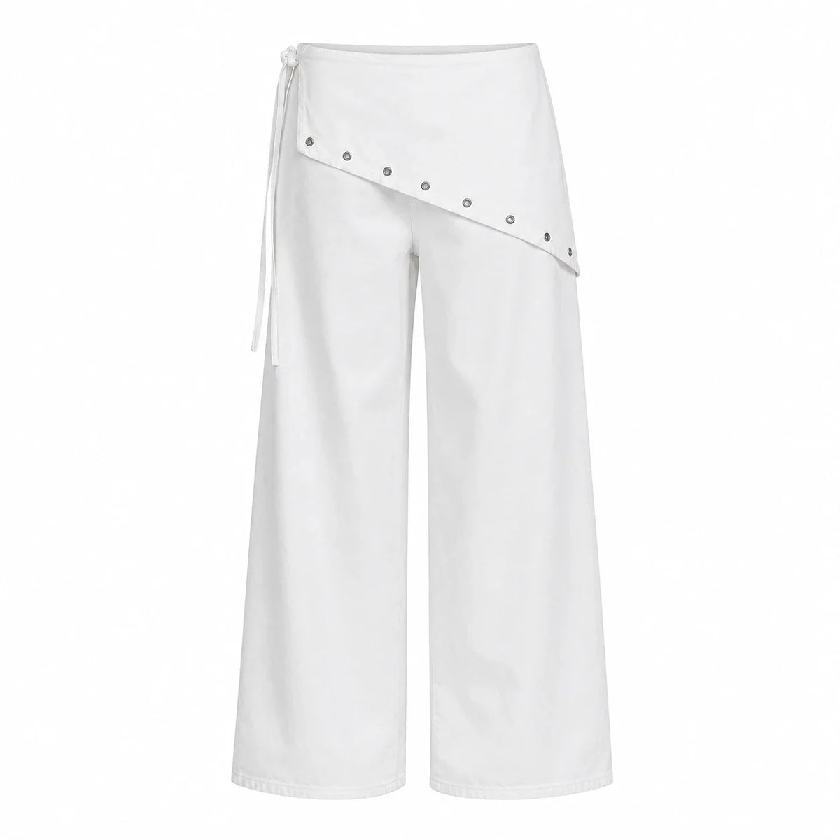 Asymmetric Grommet Wide Leg Pants WHD0606545