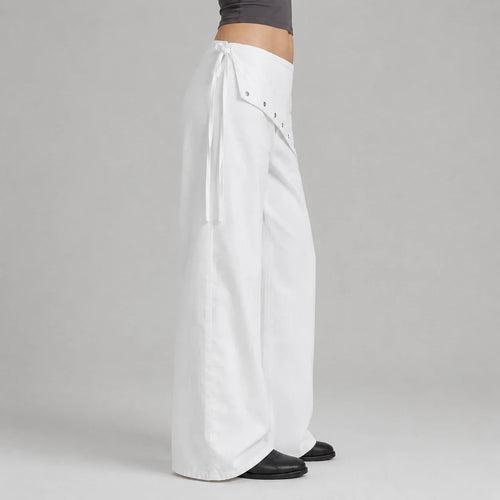 Asymmetric Grommet Wide Leg Pants WHD0606545
