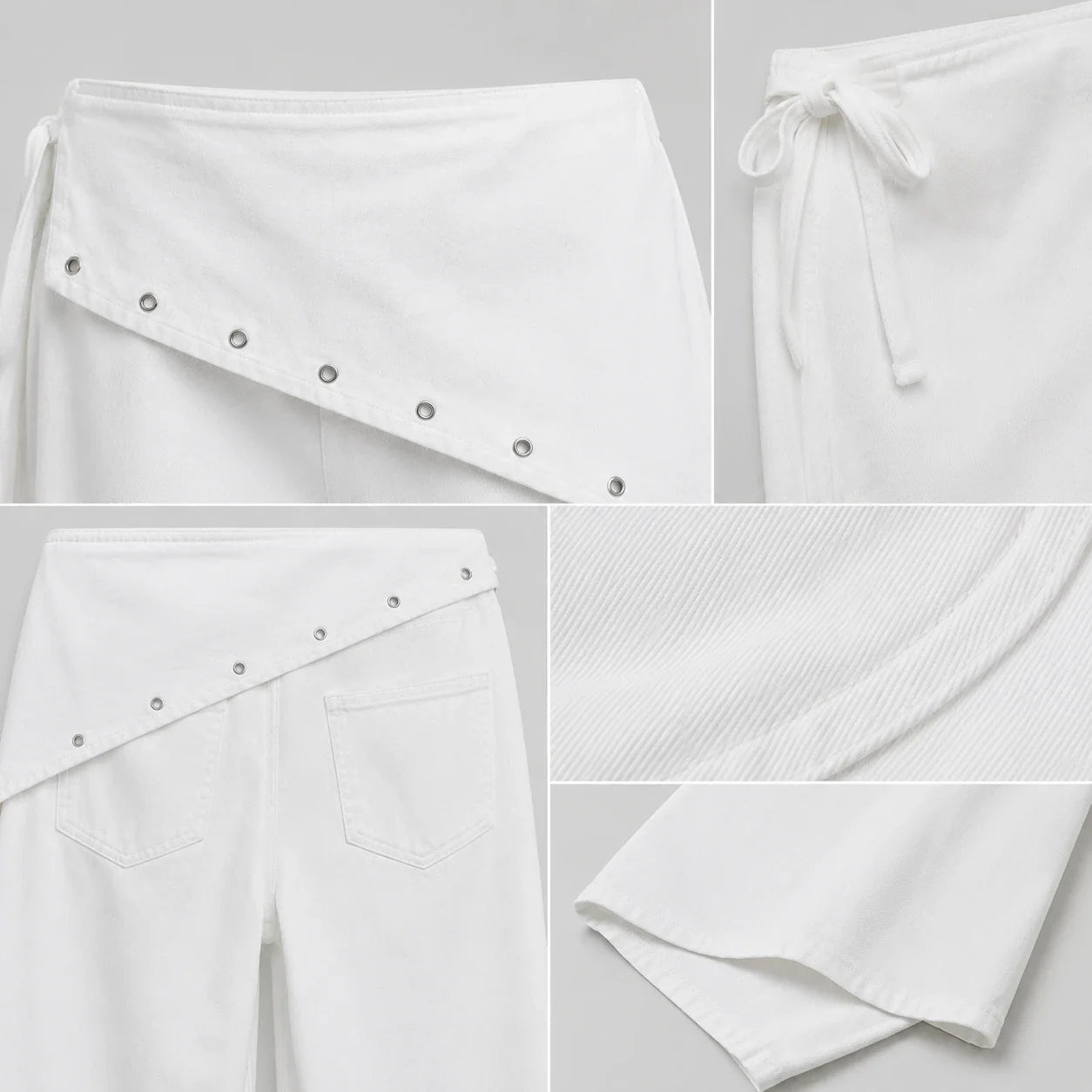 Asymmetric Grommet Wide Leg Pants WHD0606545
